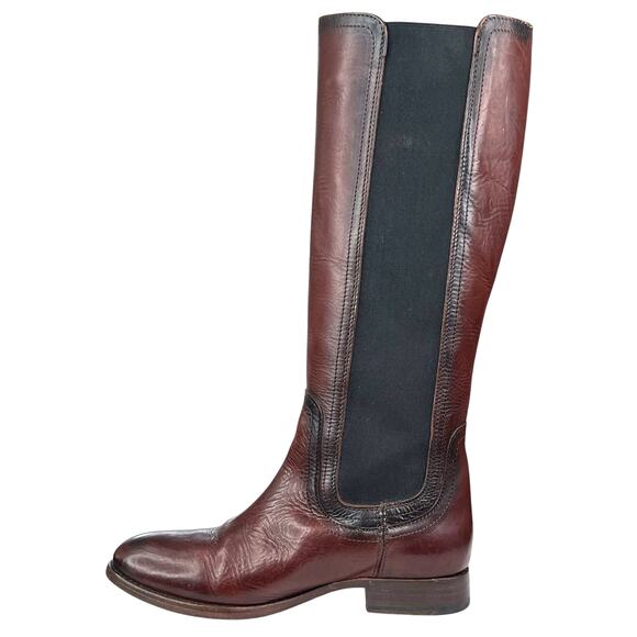 Frye Women’s Lindsay Gore Tall Brown Leather Riding Boots Size US 6 - Picture 2 of 12